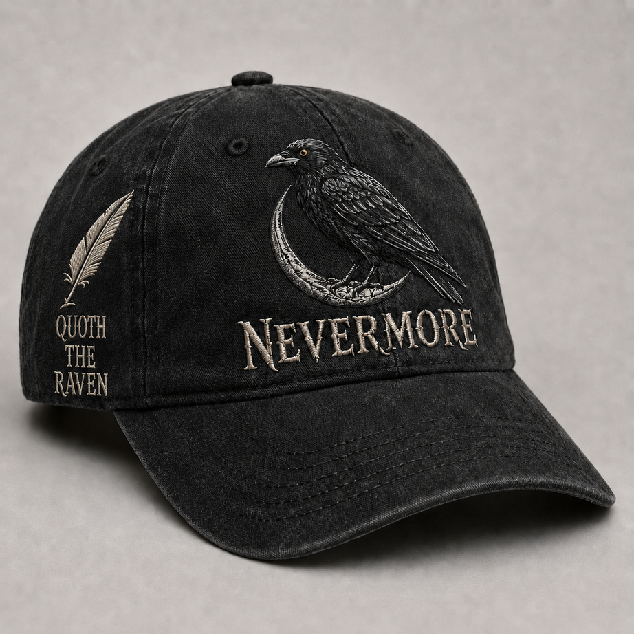Nevermore Raven Vintage Cap | Gothic Bird Lover Hat