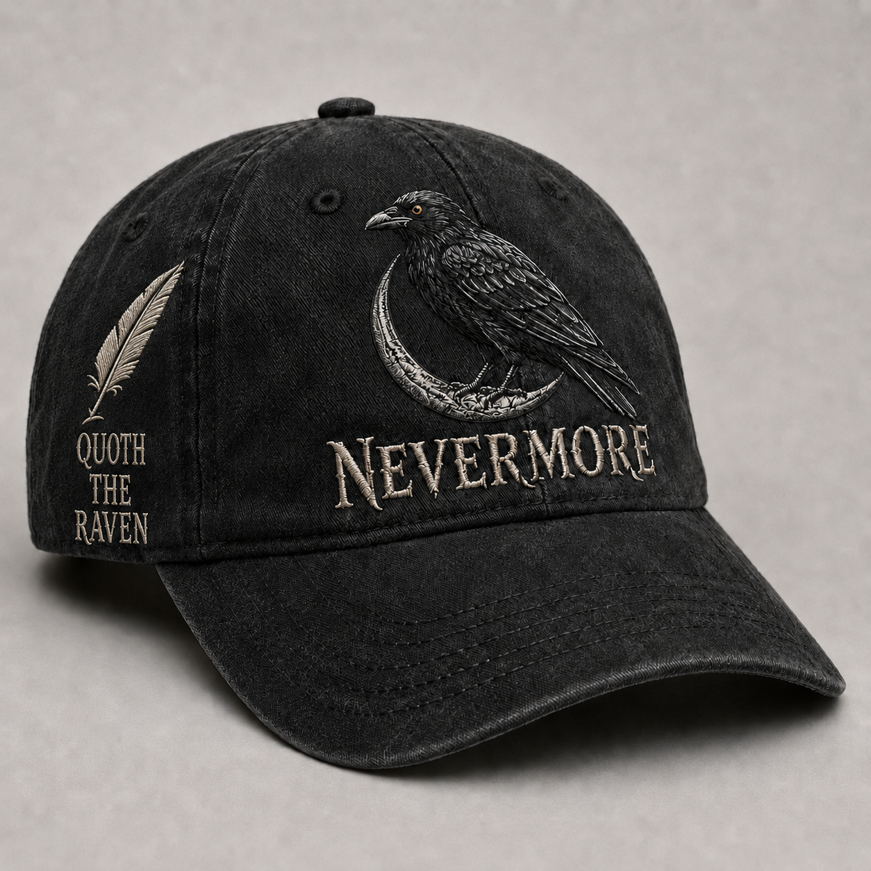 Nevermore Raven Vintage Cap | Gothic Bird Lover Hat