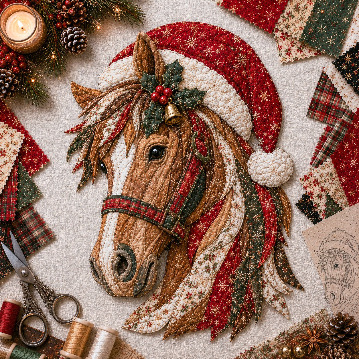 Christmas Patchwork Fabric DIY Decor Kit