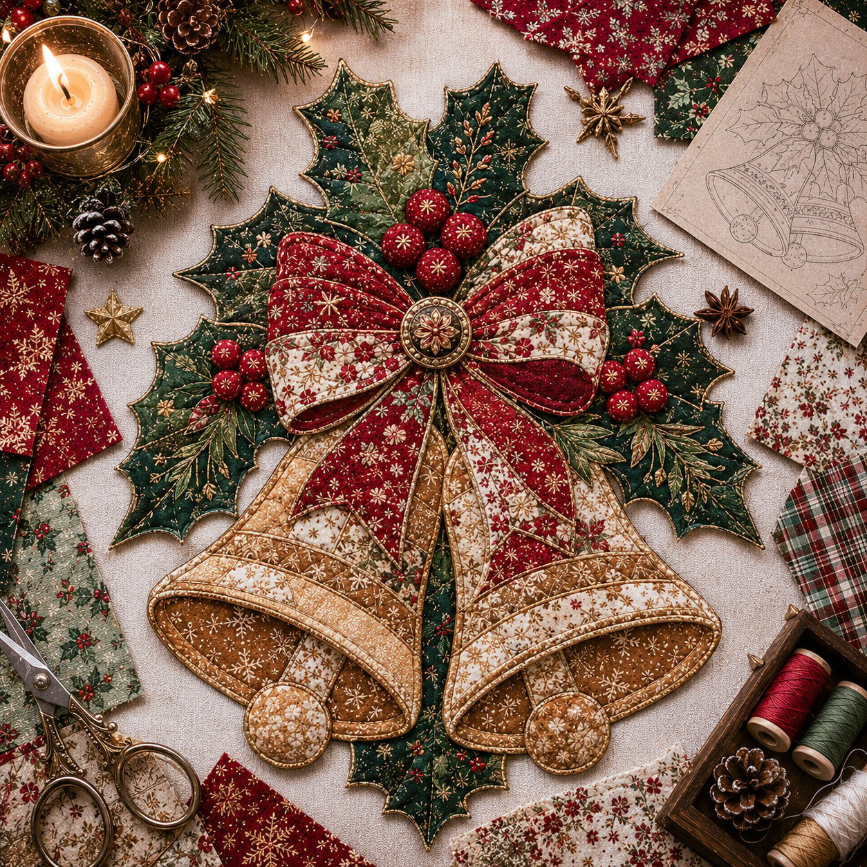 Christmas Patchwork Fabric DIY Decor Kit