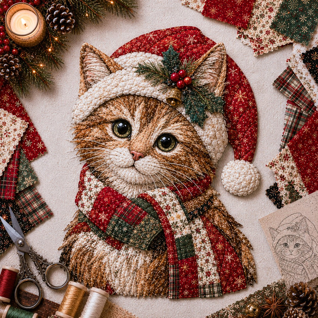 Christmas Patchwork Fabric DIY Decor Kit