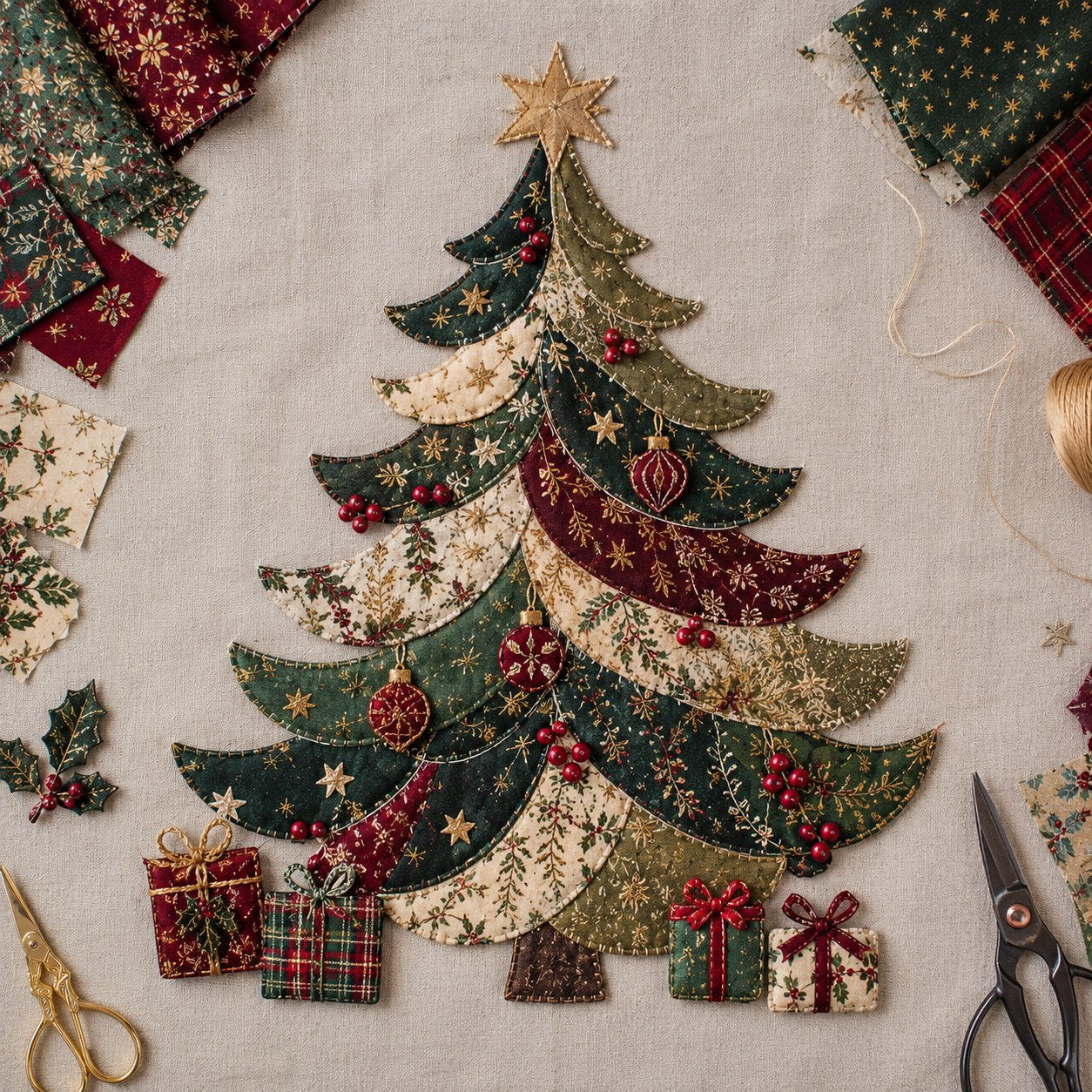 Christmas Patchwork Fabric DIY Decor Kit