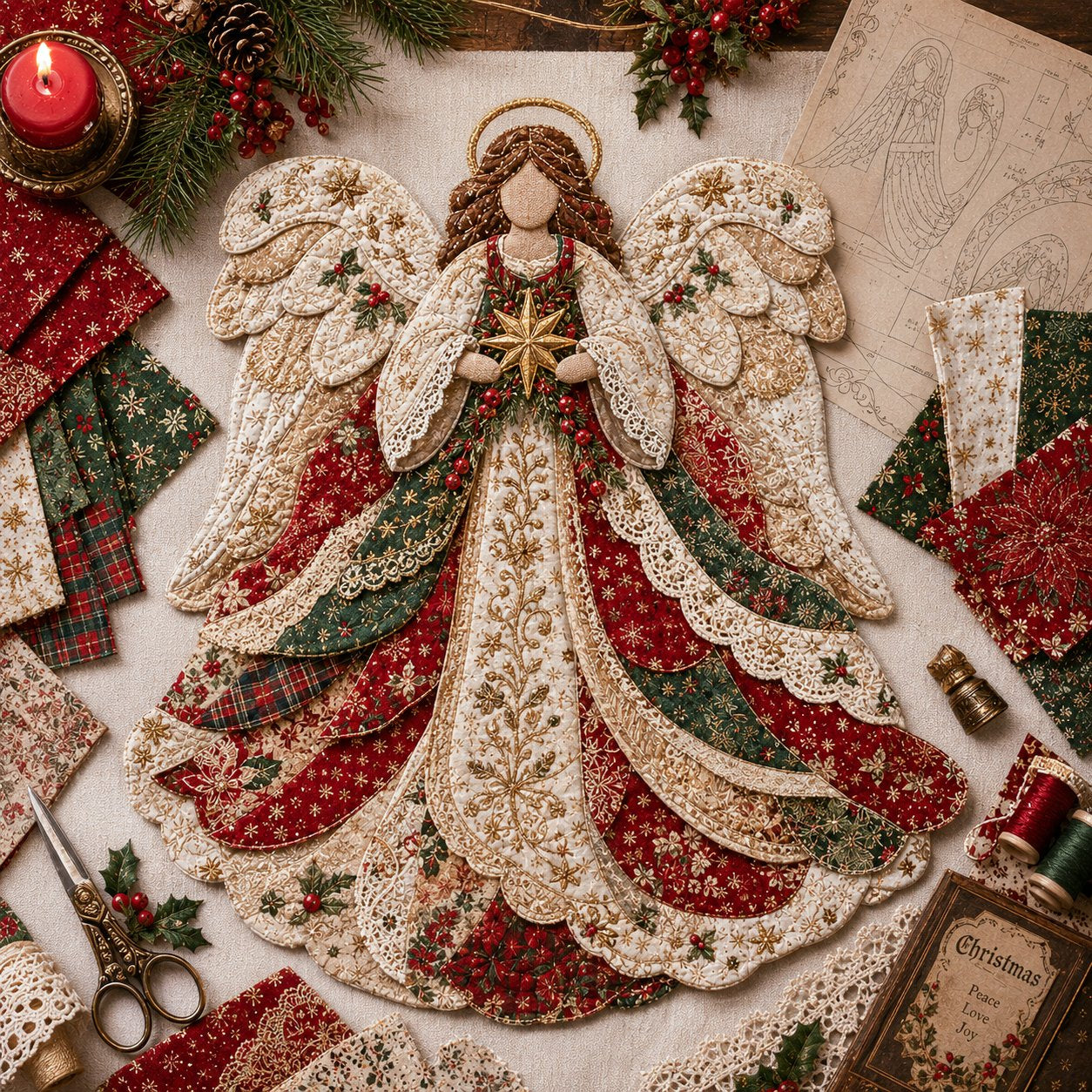 Christmas Patchwork Fabric DIY Decor Kit