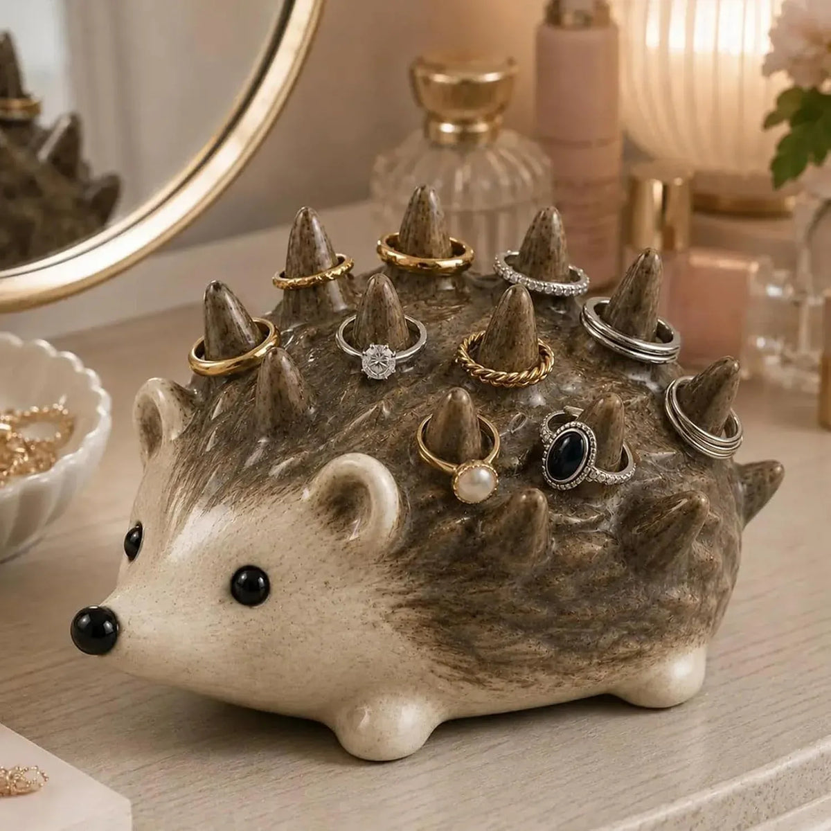 Cute Resin Hedgehog Ring & Trinket Holder