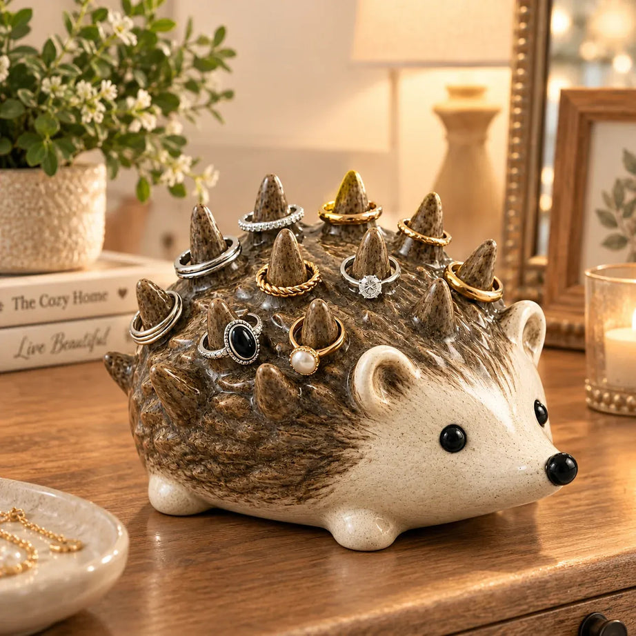 Cute Resin Hedgehog Ring & Trinket Holder