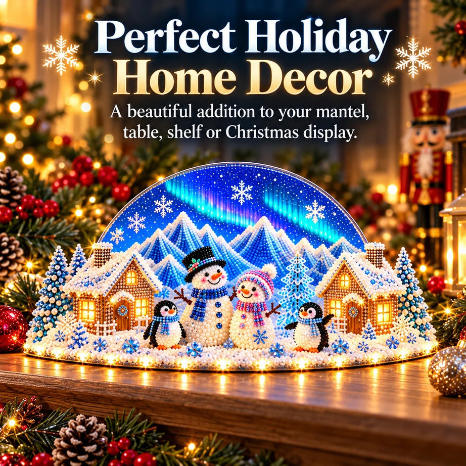 DIY winter landscape with rhinestones and pearl details