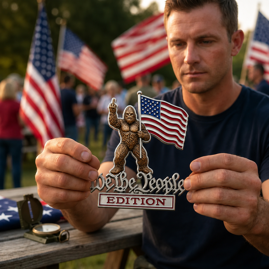 BigFoot We The People Patriot Flag Edition Car Emblem Metal Decorative Badge