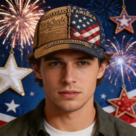 250 Years of America Patriotic Baseball Cap, Vintage US Flag & We The People Hat