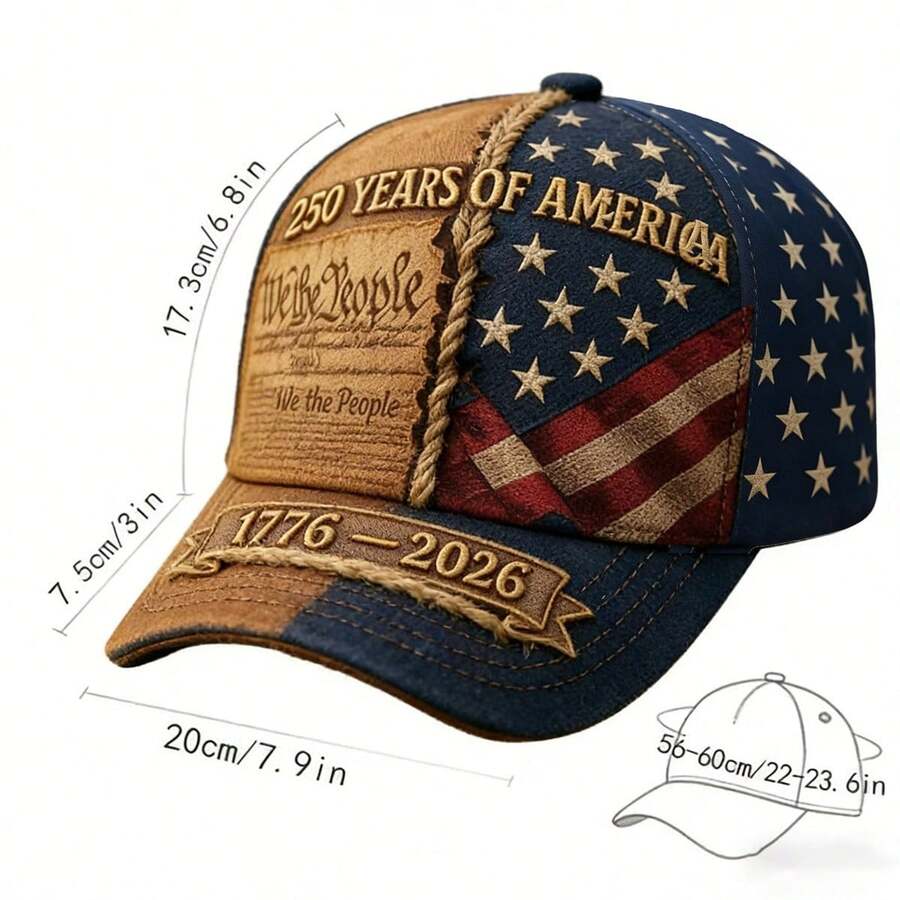 250 Years of America Patriotic Baseball Cap, Vintage US Flag & We The People Hat