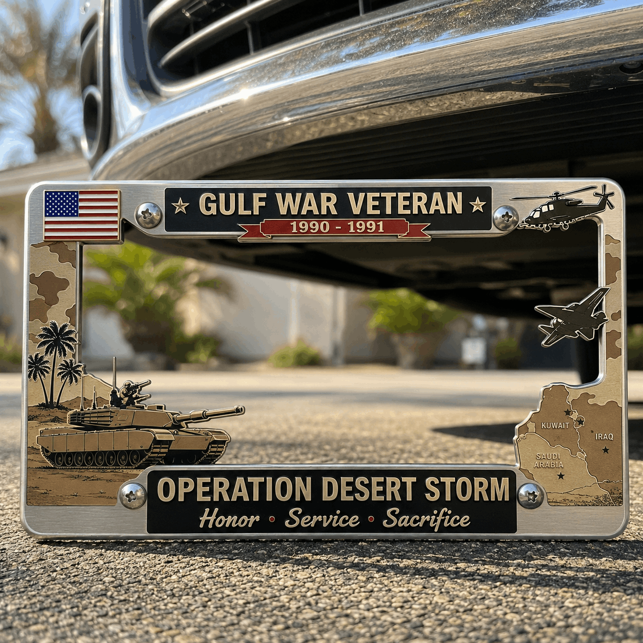 Gulf War Veteran License Plate Frame-Show Your Pride Every Mile You Drive