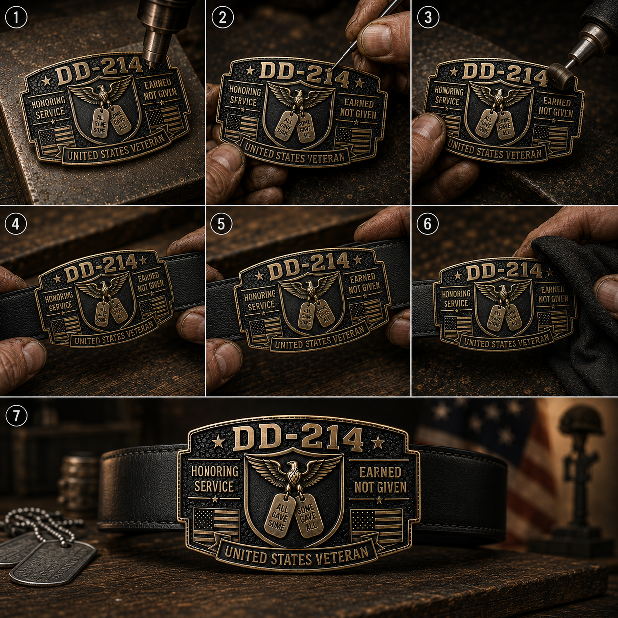 DD-214 Veteran Honor Belt Buckle