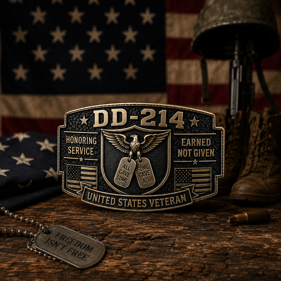 DD-214 Veteran Honor Belt Buckle