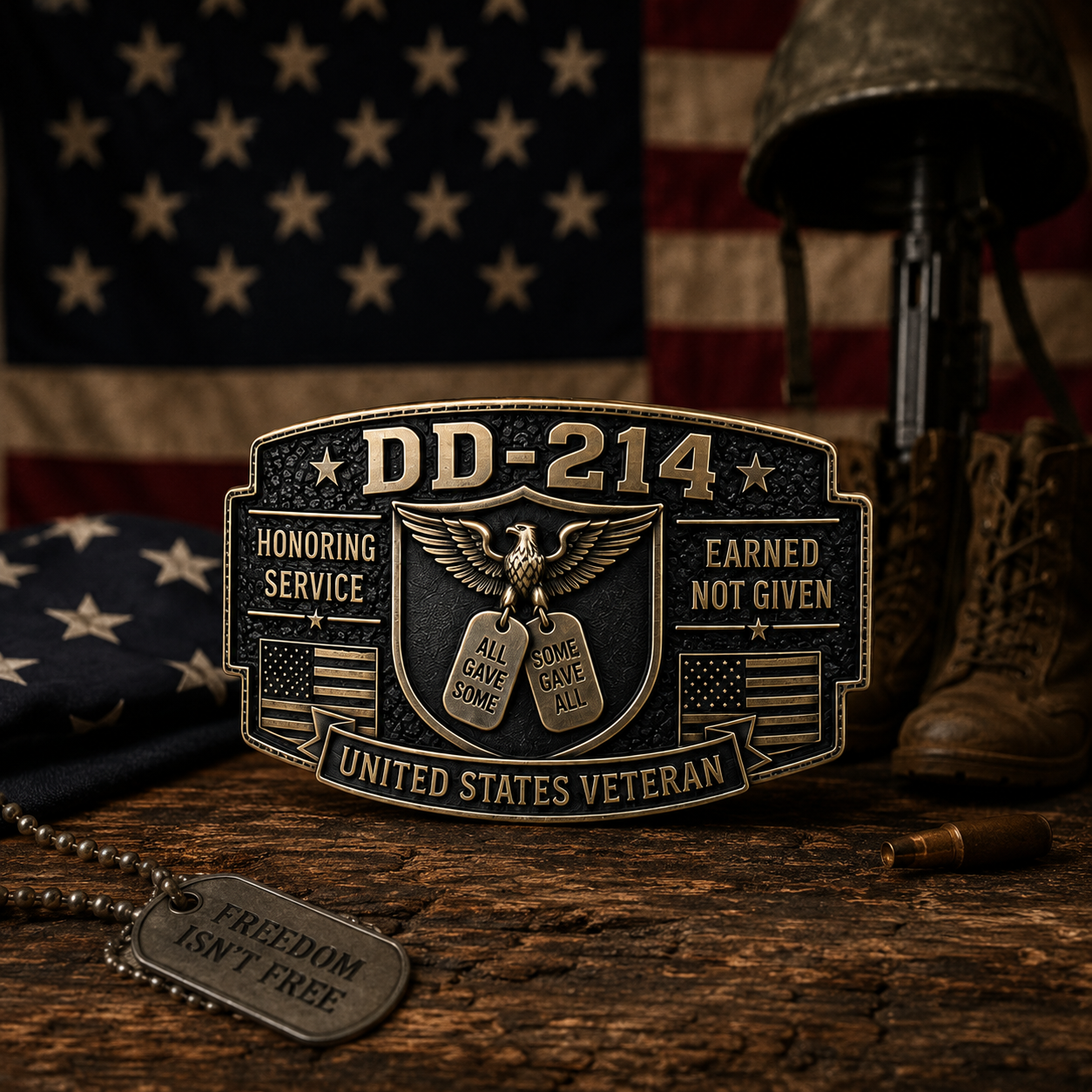 DD-214 Veteran Honor Belt Buckle