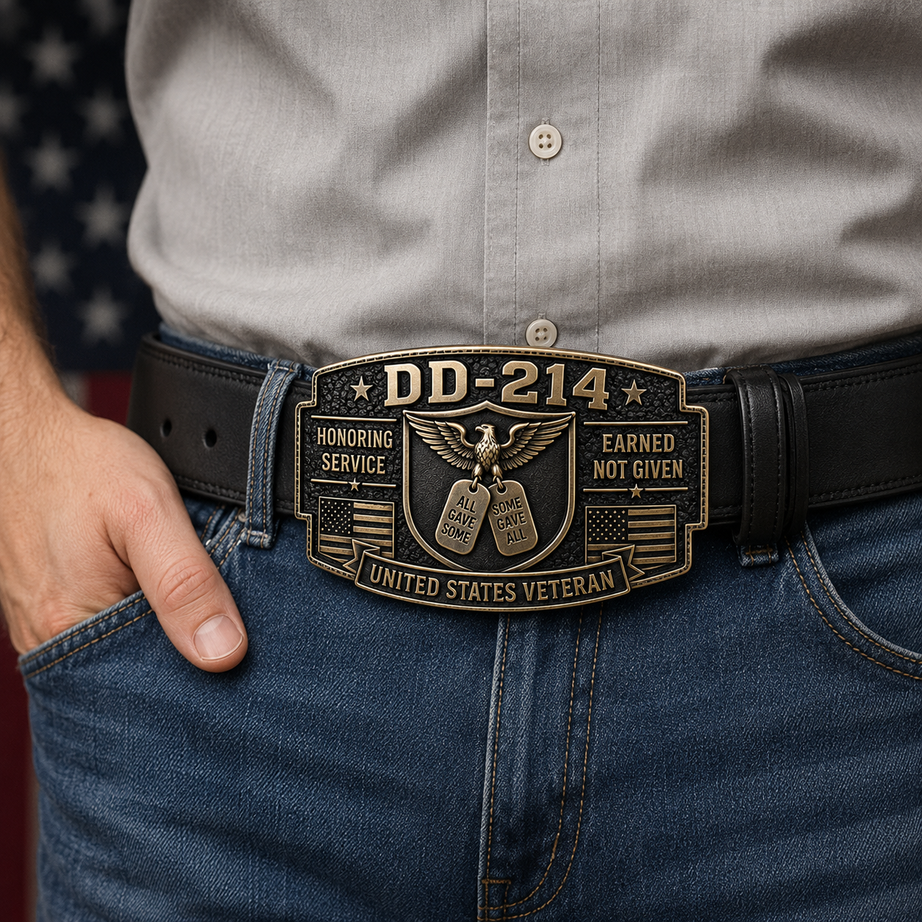 DD-214 Veteran Honor Belt Buckle