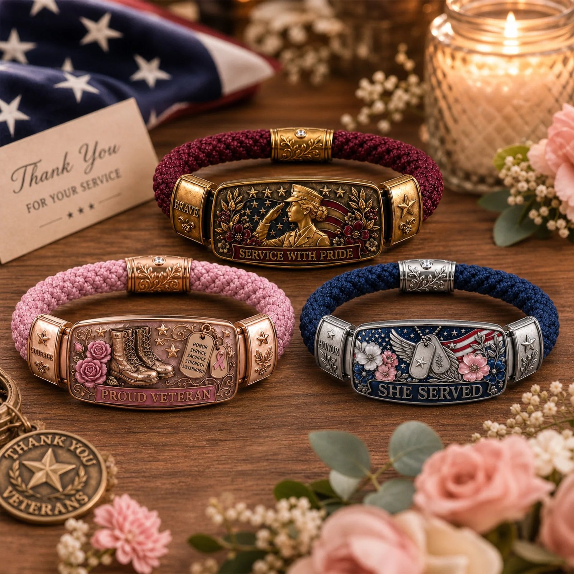 Empowered Service Women's Veteran Bracelet Collection