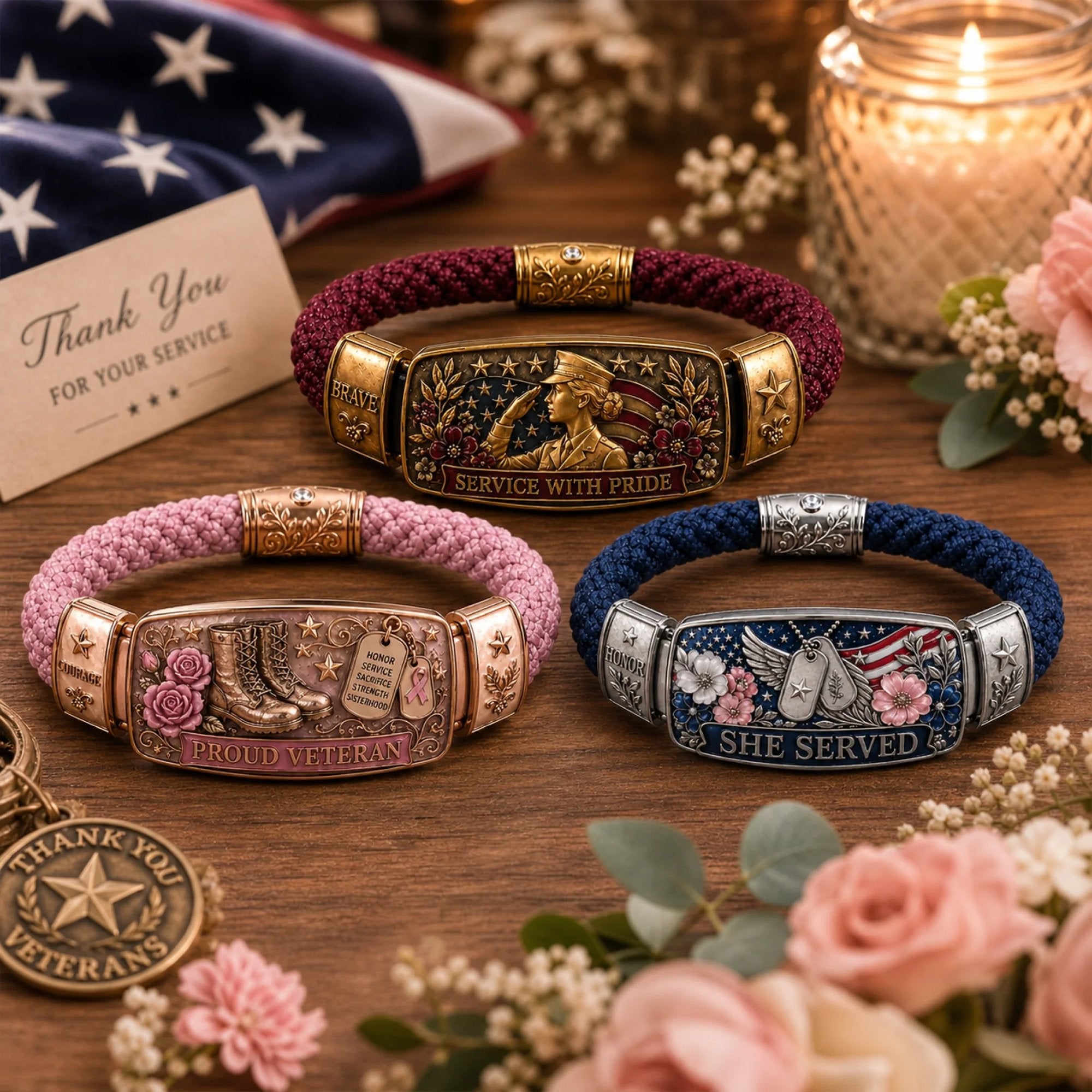 Empowered Service Women's Veteran Bracelet Collection