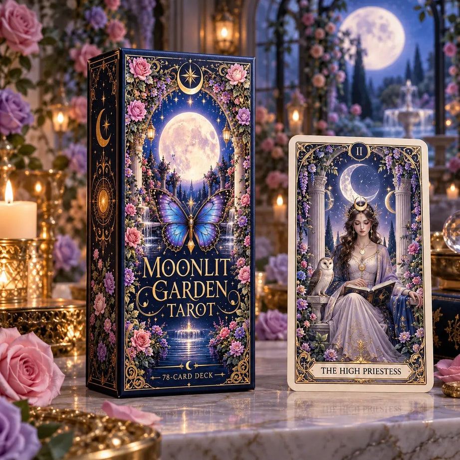 Garden in the Moonlight Tarot | 78-card tarot deck featuring celestial and botanical motifs