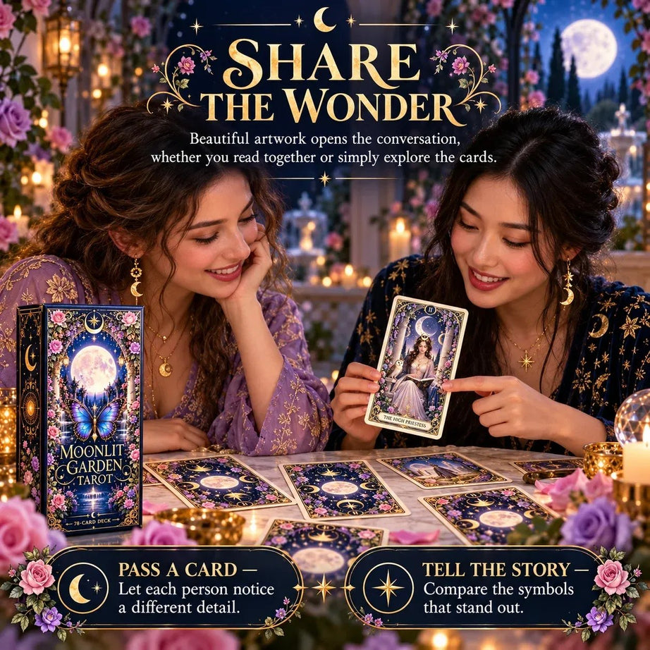 Garden in the Moonlight Tarot | 78-card tarot deck featuring celestial and botanical motifs