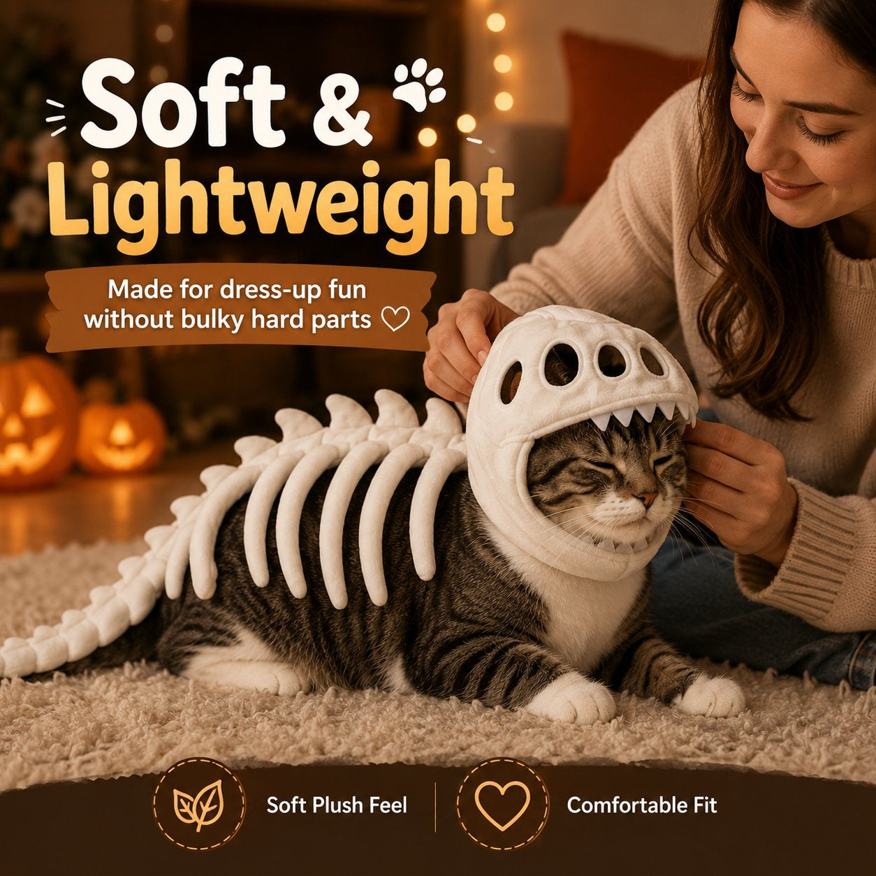 Glow-in-the-Dark Dinosaur Skeleton Pet Costume