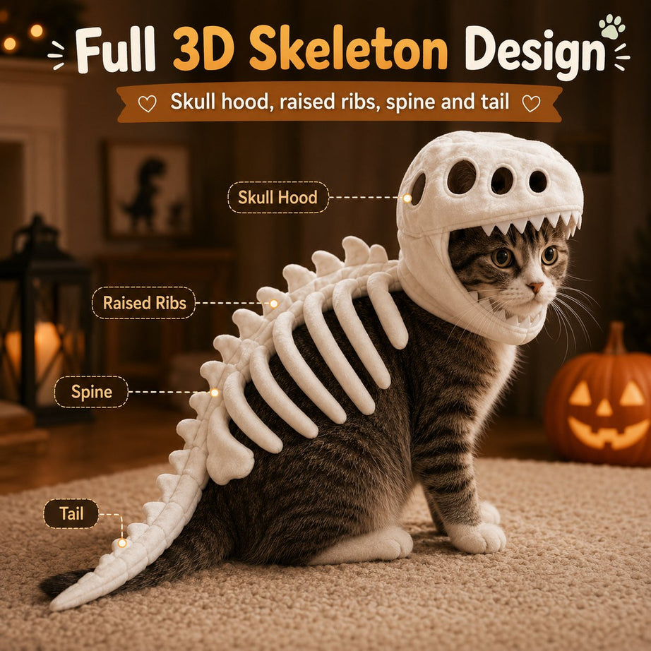 Glow-in-the-Dark Dinosaur Skeleton Pet Costume