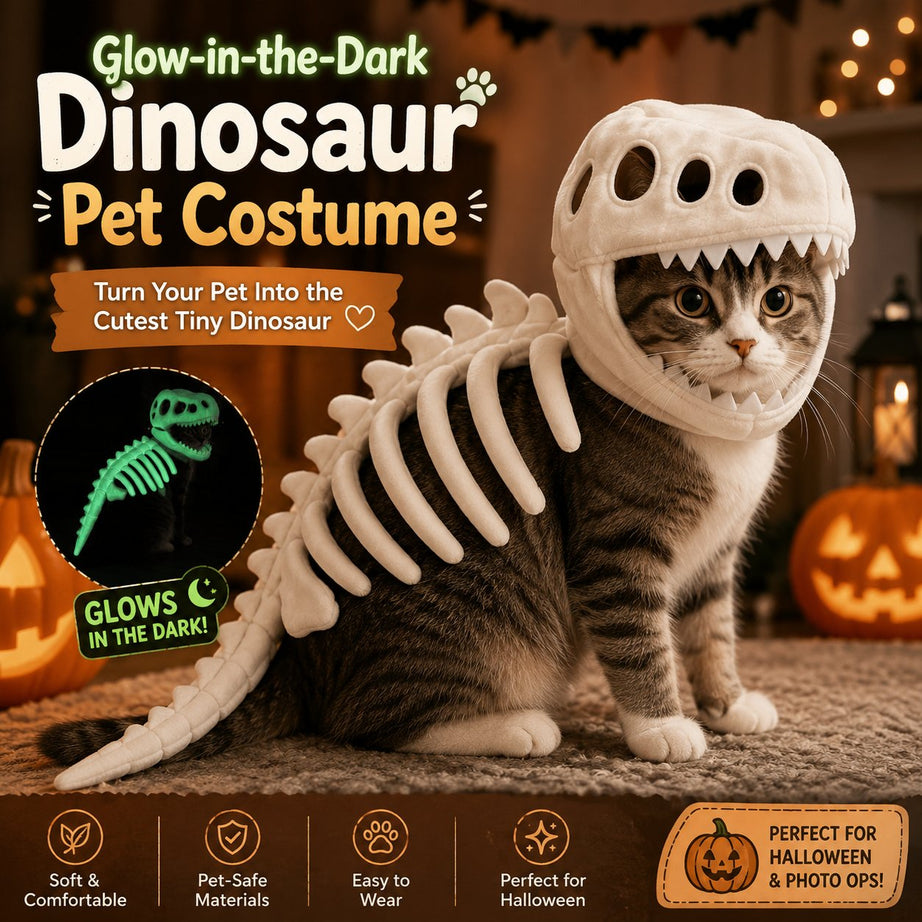 Glow-in-the-Dark Dinosaur Skeleton Pet Costume