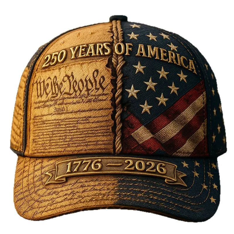 250 Years of America Patriotic Baseball Cap, Vintage US Flag & We The People Hat