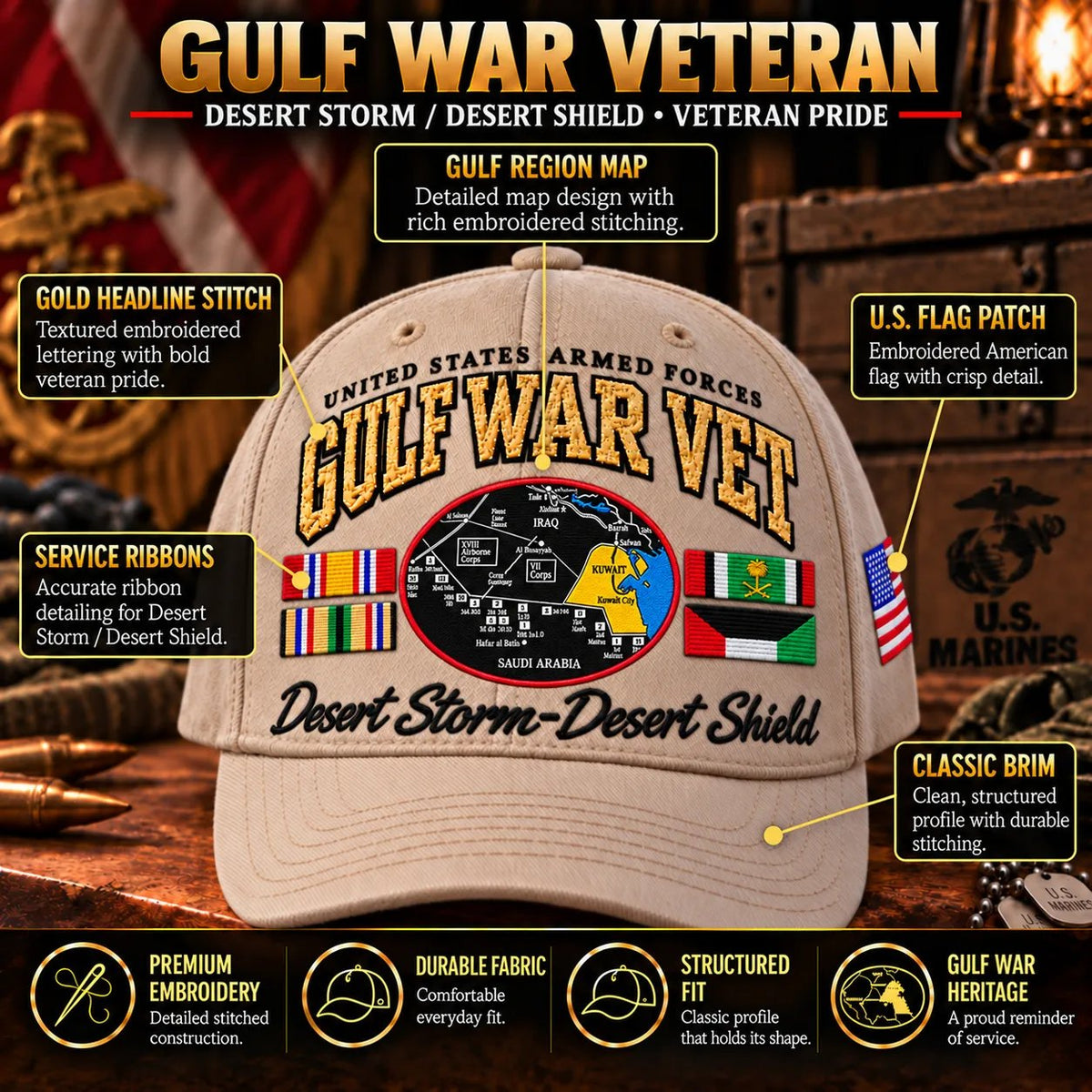 Gulf War Veteran Tribute Cap – Operation Desert Storm 1990–1991