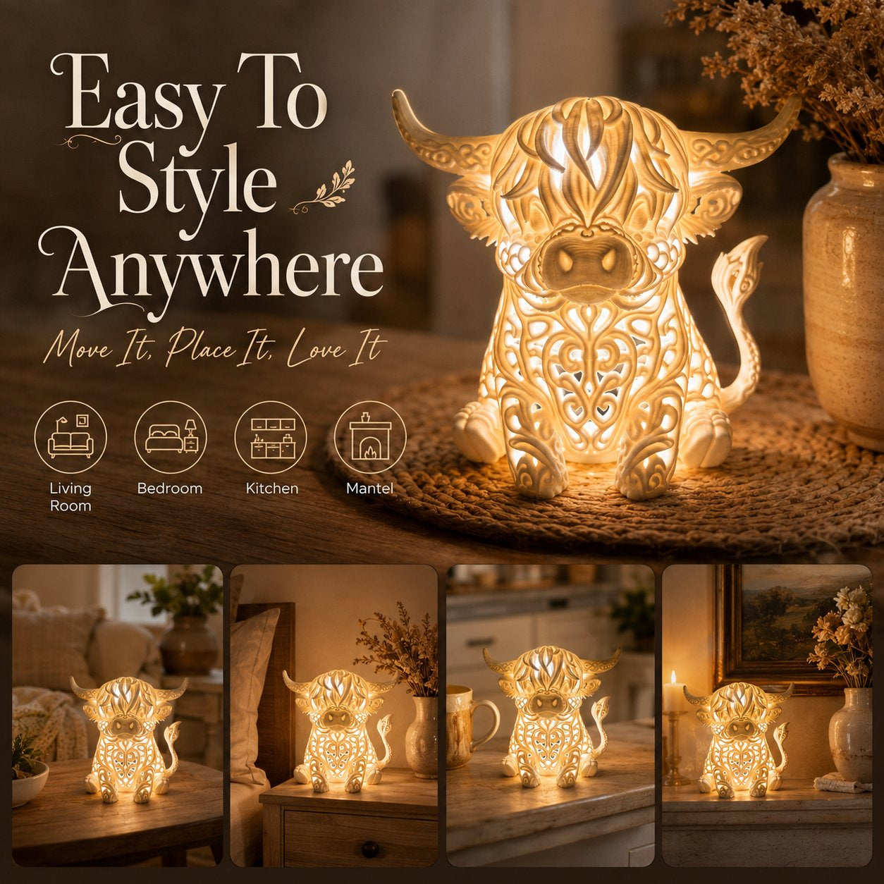 Highland Cow Tea Light Holder