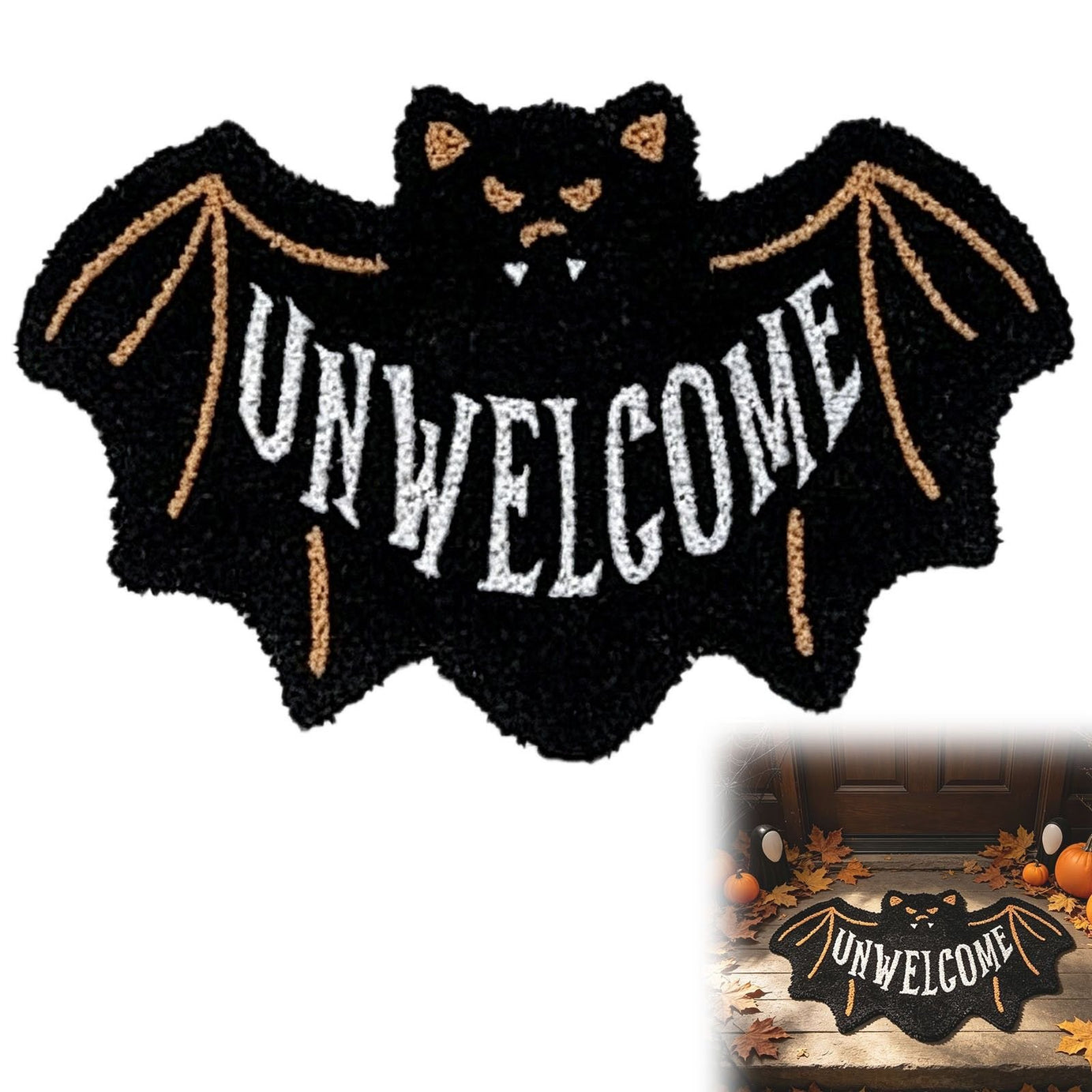 Halloween Unwelcome Bat Thick Polyester Indoor Entryway Mat