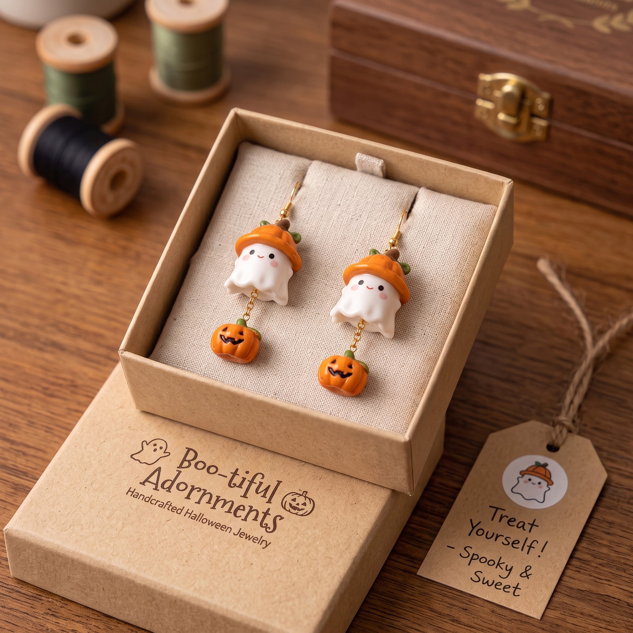 Handcrafted Cute Ghost Halloween Earrings