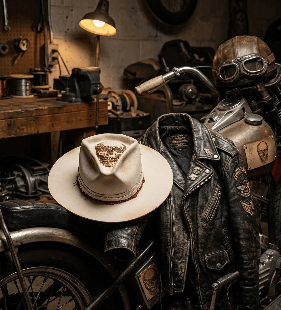 Ivory White Hellfire Skull Cowboy Hat