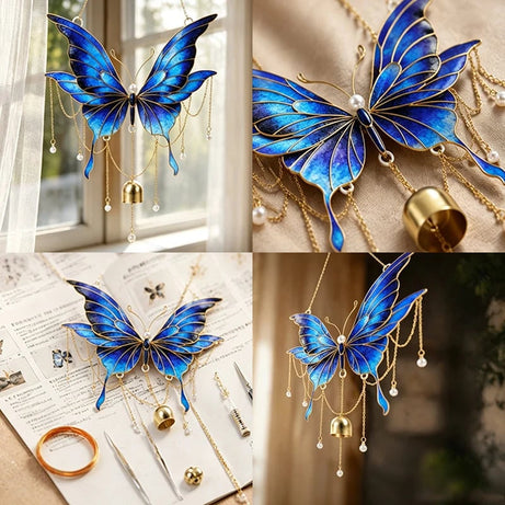 DIY Filigree Cloisonne Enamel Butterfly Wind Chime Craft Kit