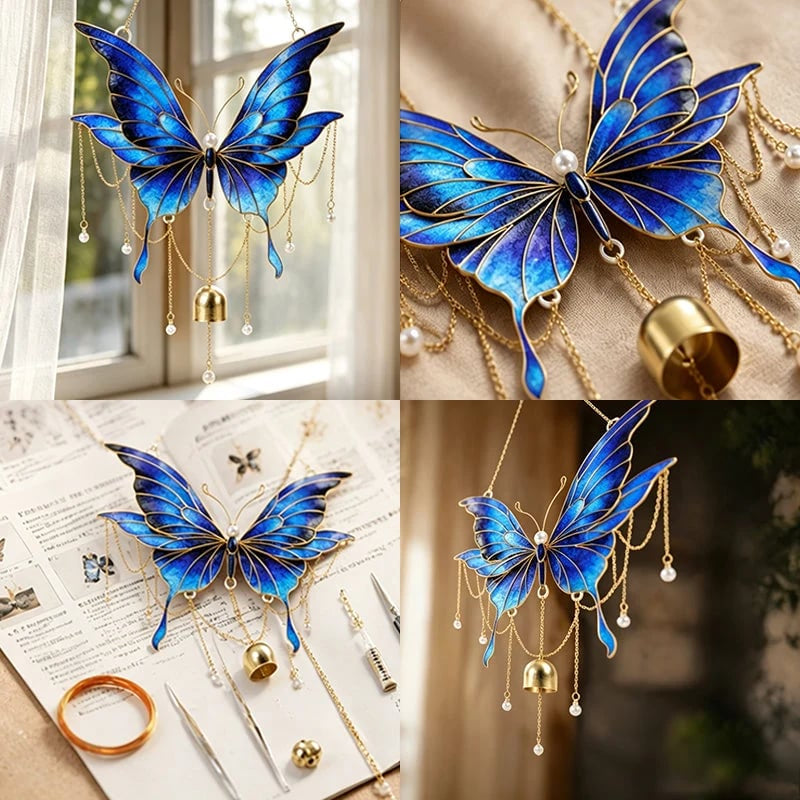 DIY Filigree Cloisonne Enamel Butterfly Wind Chime Craft Kit