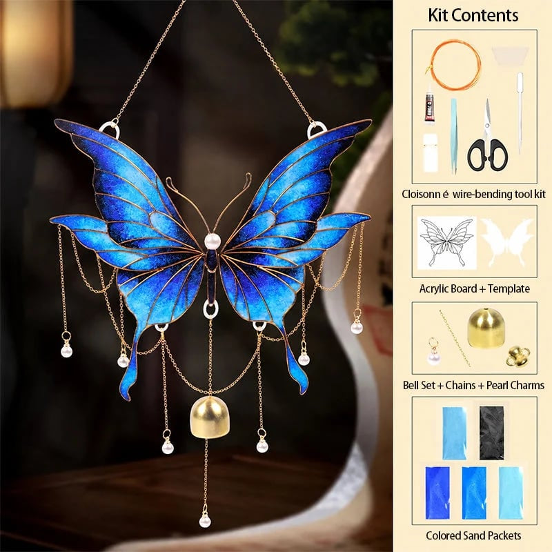 DIY Filigree Cloisonne Enamel Butterfly Wind Chime Craft Kit