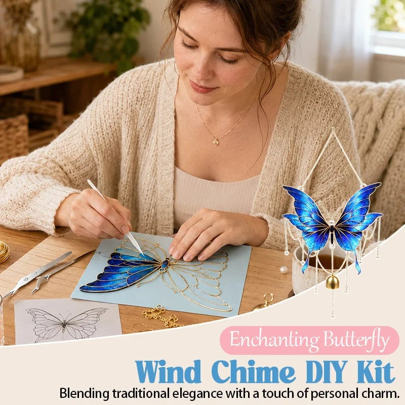 DIY Filigree Cloisonne Enamel Butterfly Wind Chime Craft Kit