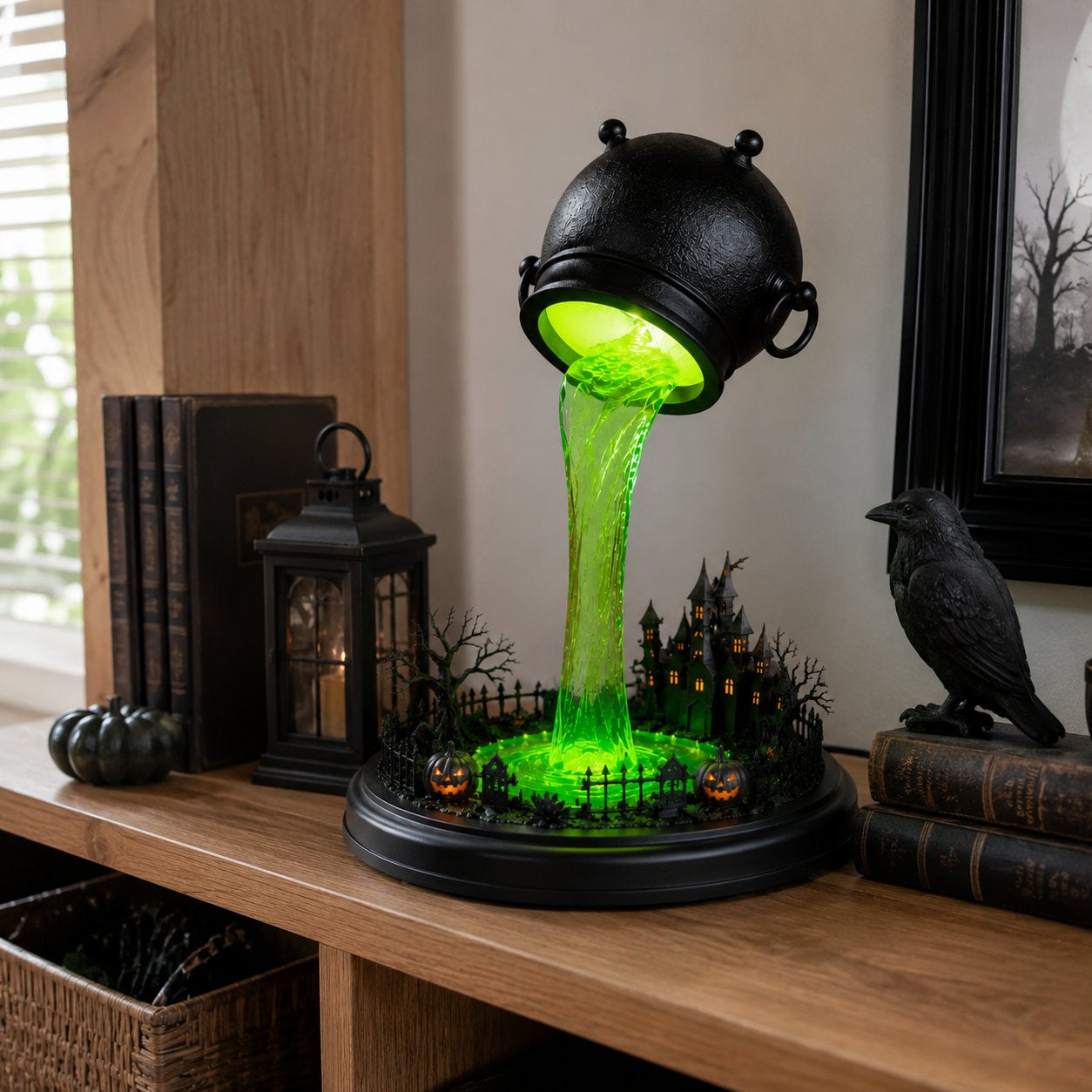 Glowing Witch Cauldron Desk Lamp