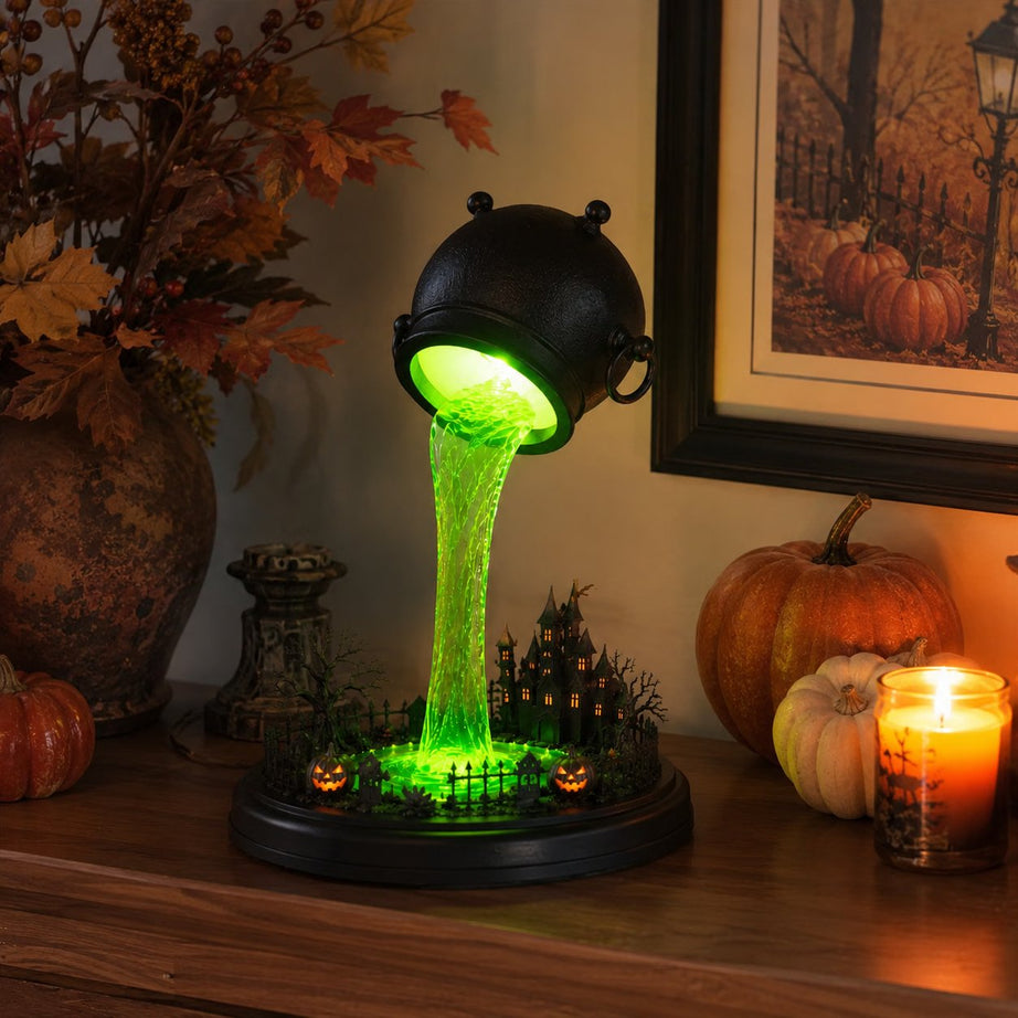 Glowing Witch Cauldron Desk Lamp