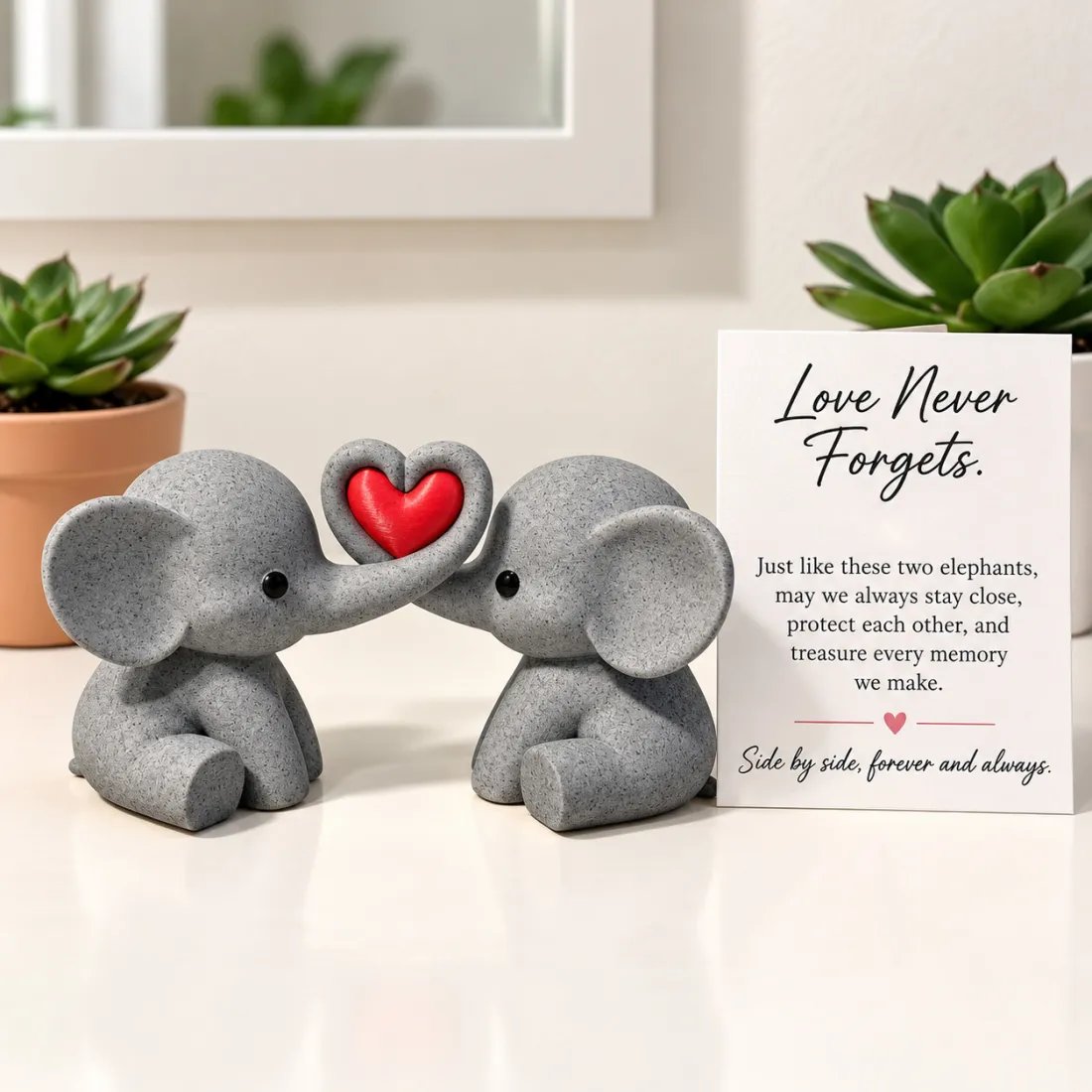Elephant Couple Heart Decor
