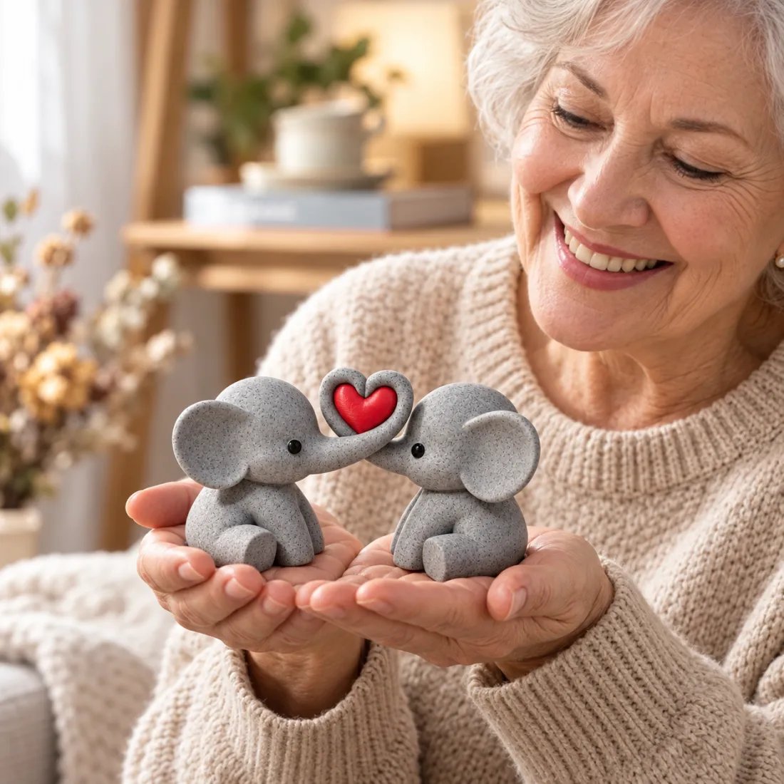 Elephant Couple Heart Decor