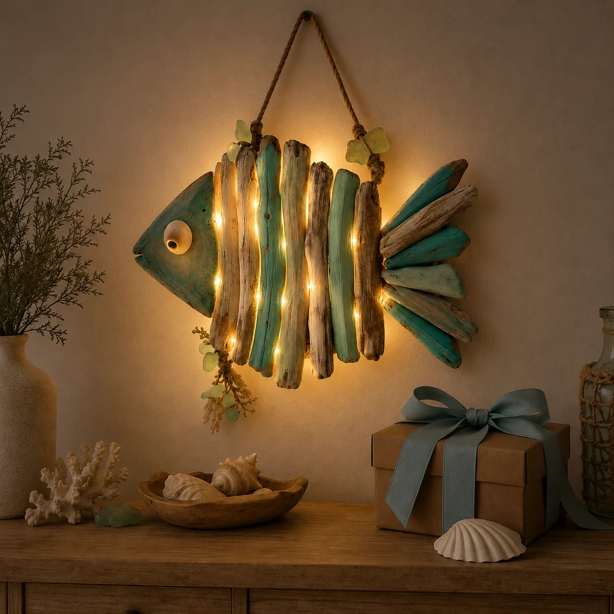 Lighted Coastal Fish Wall Decor