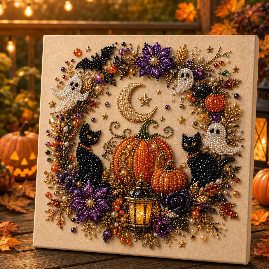 Halloween Pearl Art DIY Kit – Turn Tiny Pearls into Spooky-Cute Magic