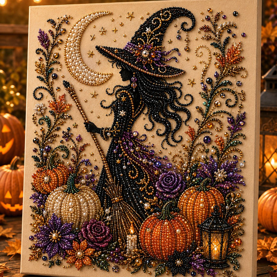 Halloween Pearl Art DIY Kit – Turn Tiny Pearls into Spooky-Cute Magic