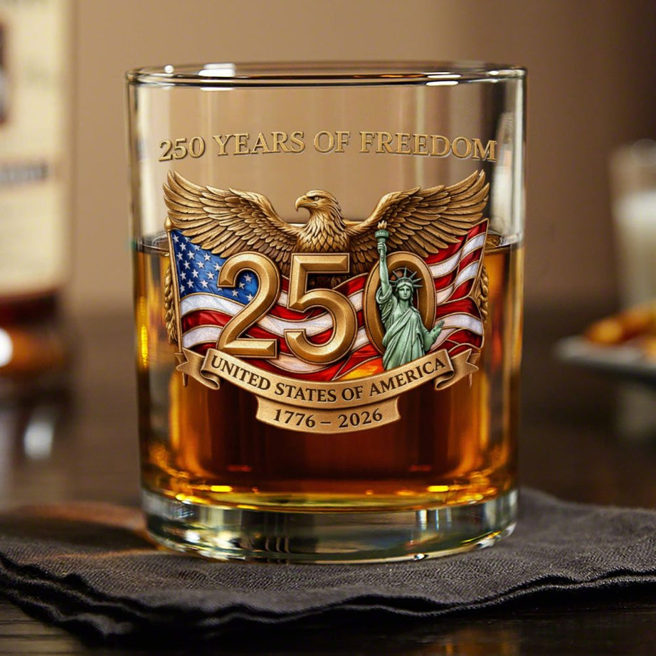 250 Years Of Freedom Usa 250Th Anniversary 1776-2026 Whiskey Glass