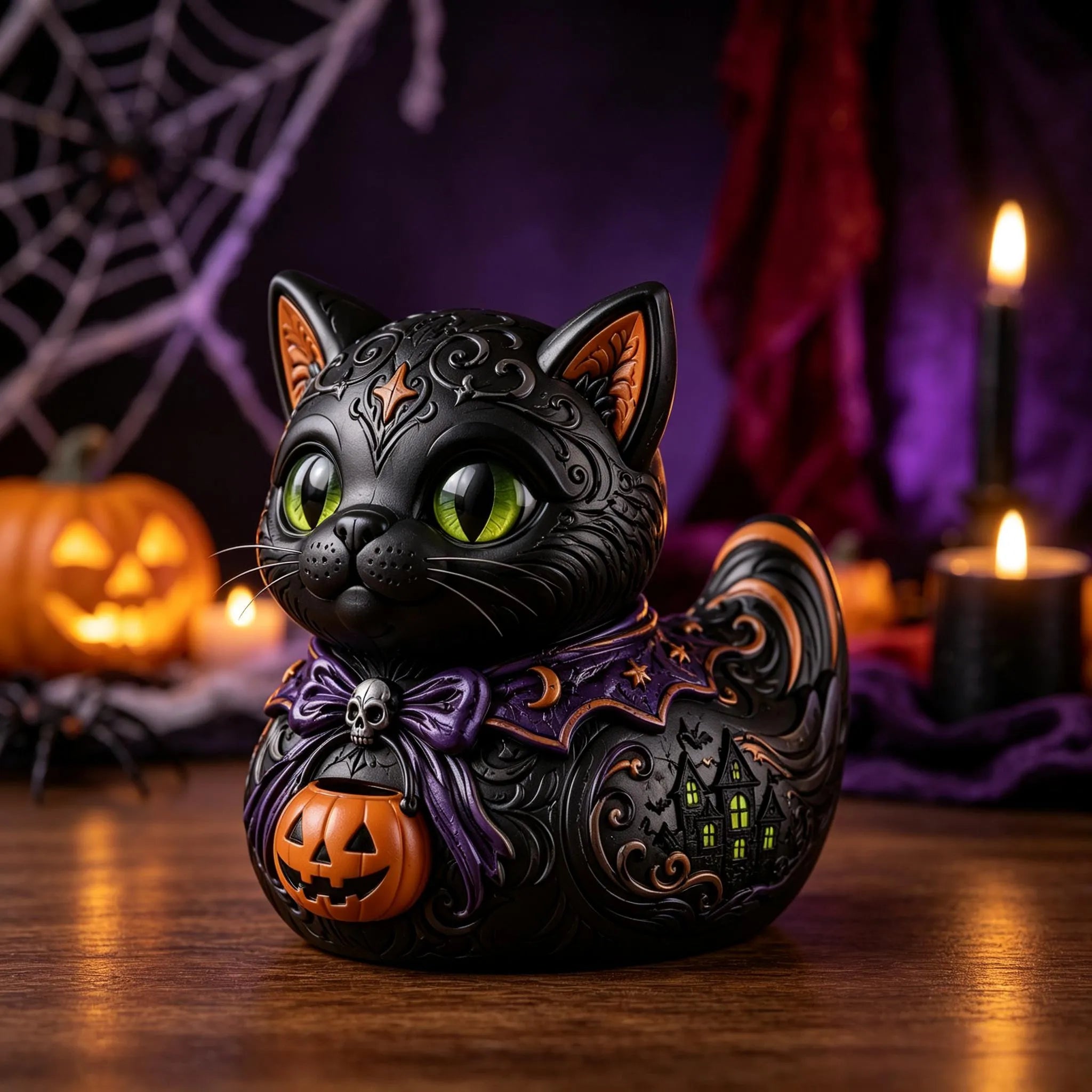 Midnight Witches Cat Duck Figurine