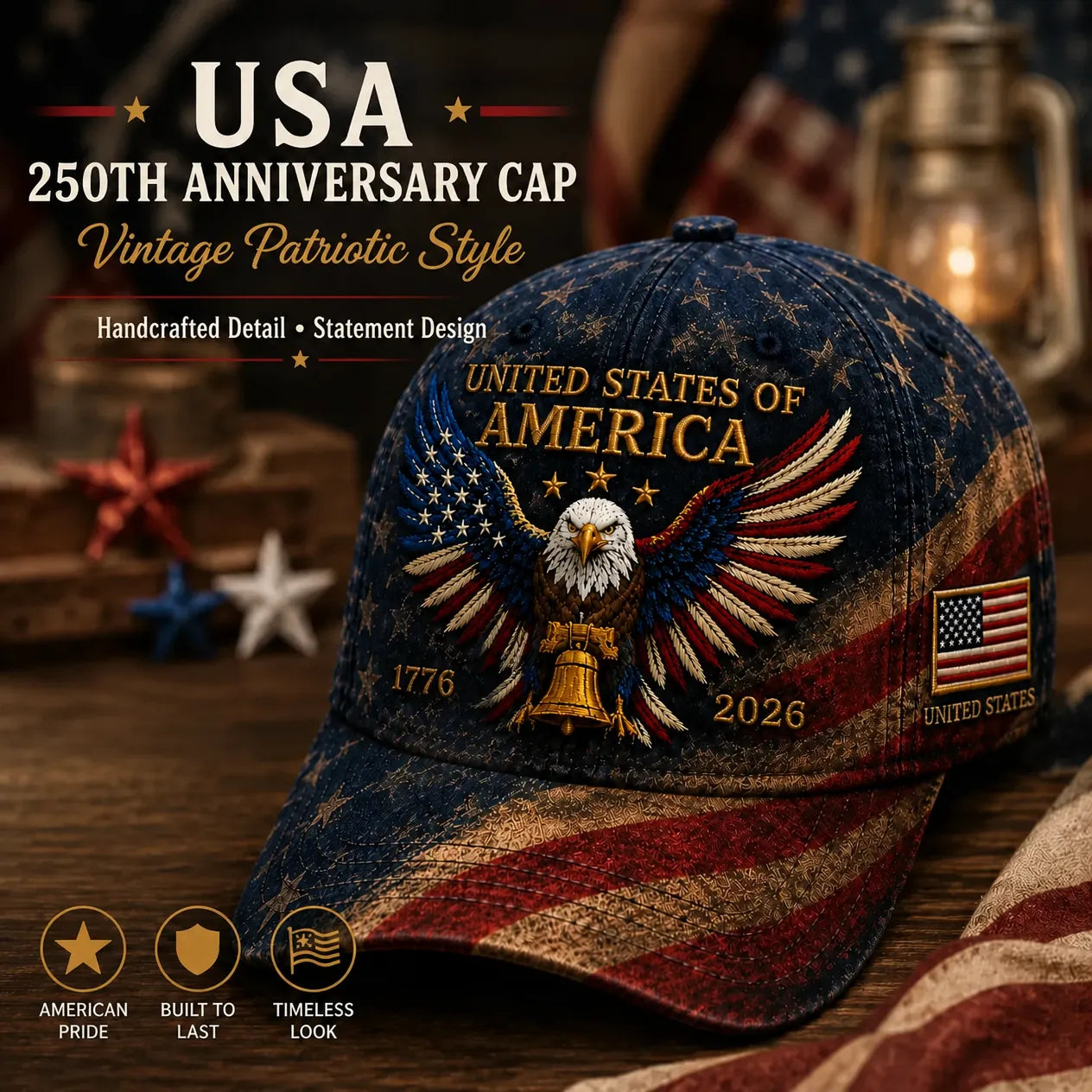 Crafted USA Patriotic Eagle Cap
