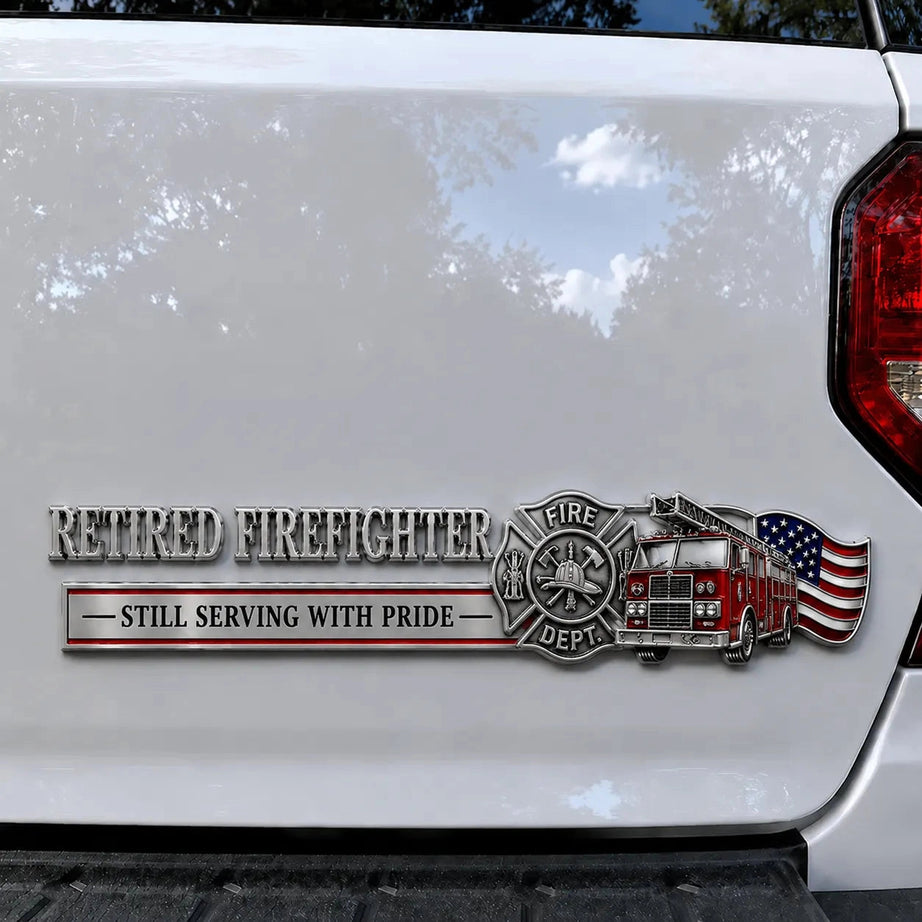 "Retired Firefighter" 3D Metal Car Emblem