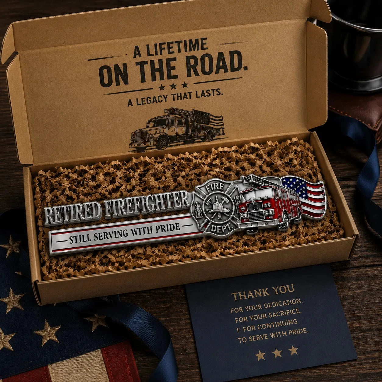 "Retired Firefighter" 3D Metal Car Emblem
