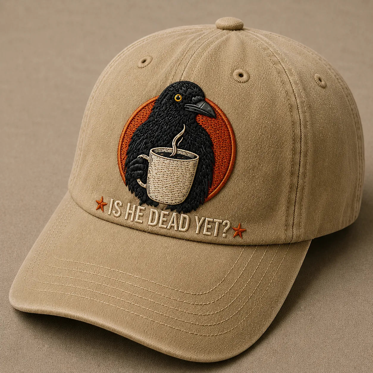 Raven Coffee Embroidered Vintage Baseball Cap