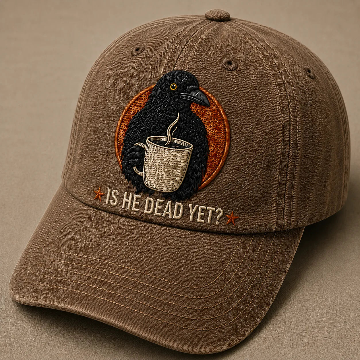 Raven Coffee Embroidered Vintage Baseball Cap