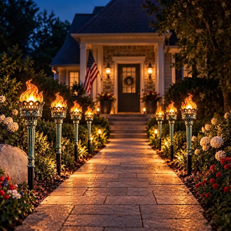 Solar Flickering Torch Pathway Lights
